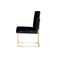 Benjara Button Tufted Dining Chair With Cantilever Base, Set Of 2, Black, Gold