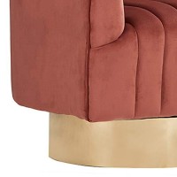 Benjara Lounge Chair With Stitched Channels And Swivel Mechanism, Pink, Gold