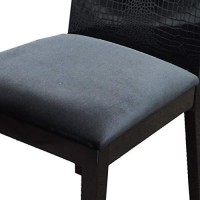 Benjara Transitional Fabric Upholstered Dining Chair With Textured Back, Set Of 2, Black