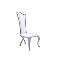 Benjara Leatherette Dining Chair With Metal Cabriole Legs, Set Of 2, Black, White