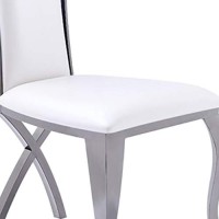 Benjara Leatherette Dining Chair With Metal Cabriole Legs, Set Of 2, Black, White