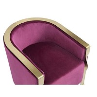 Benjara Fabric Upholstered Lounge Chair With Twisted Metal Trim, Purple And Gold