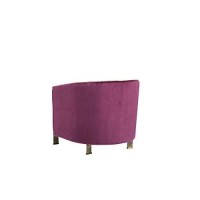 Benjara Fabric Upholstered Lounge Chair With Twisted Metal Trim, Purple And Gold