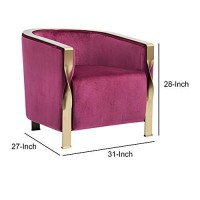 Benjara Fabric Upholstered Lounge Chair With Twisted Metal Trim, Purple And Gold