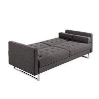 Benjara Fabric Upholstered Sofa Bed With Tufted Details And Metal Base, Gray