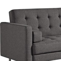 Benjara Fabric Upholstered Sofa Bed With Tufted Details And Metal Base, Gray