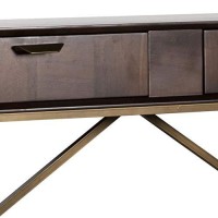Benjara 2 Storage Drawer Console Table With Antique Metal Pulls, Brown