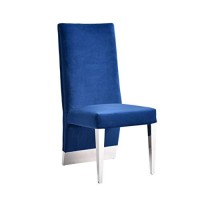 Benjara Leatherette Upholstered Dining Chair With Button Tufted Back, Set Of 2, Blue
