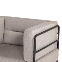 Benjara Fabric Upholstered Lounge Chair With Tubular Metal Frame, Gray And Black