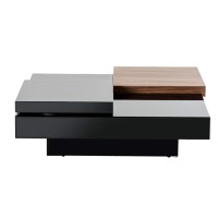 Benjara 1 Drawer Wooden Coffee Table With Movable Tabletop, Black And Brown