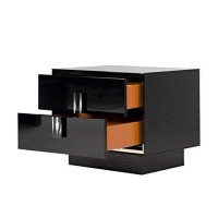 Benjara 2 Drawer Wooden Nightstand With Textured Details And Metal Accents, Black