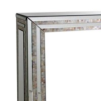 Benjara Mirrored Top And Sides Console Table With Shell Inlay, Silver