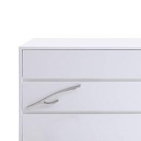 Benjara 6 Drawer Wooden Dresser With Metal Legs And Accents, White And Silver