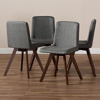 Baxton Studio Pernille Modern Transitional Grey Fabric Upholstered Walnut Finished Wood 5-Piece Dining Set