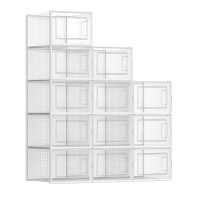 Songmics Shoe Boxes Pack Of 12 Shoe Storage Organizers Stackable Clear Plastic Boxes For Closet Sneakers 99 X 137 X 74 In