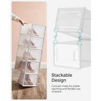 Songmics Shoe Boxes Pack Of 12 Shoe Storage Organizers Stackable Clear Plastic Boxes For Closet Sneakers 99 X 137 X 74 In