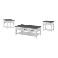 Martin Svensson Home Del Mar 3 Drawer Coffee Table Antique White and Grey