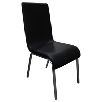 Best Master Bailee Modern Faux Leather Dining Side Chair in Black Set of 4