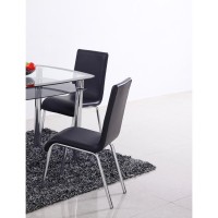 Best Master Bailee Modern Faux Leather Dining Side Chair in Black Set of 4