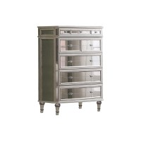 Best Master Emory 5-Drawer Solid Wood Chest In Antique Cream With Mirrored