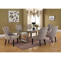 Best Master Nicolette 96 Solid Wood Dining Table in Mirrored Silver