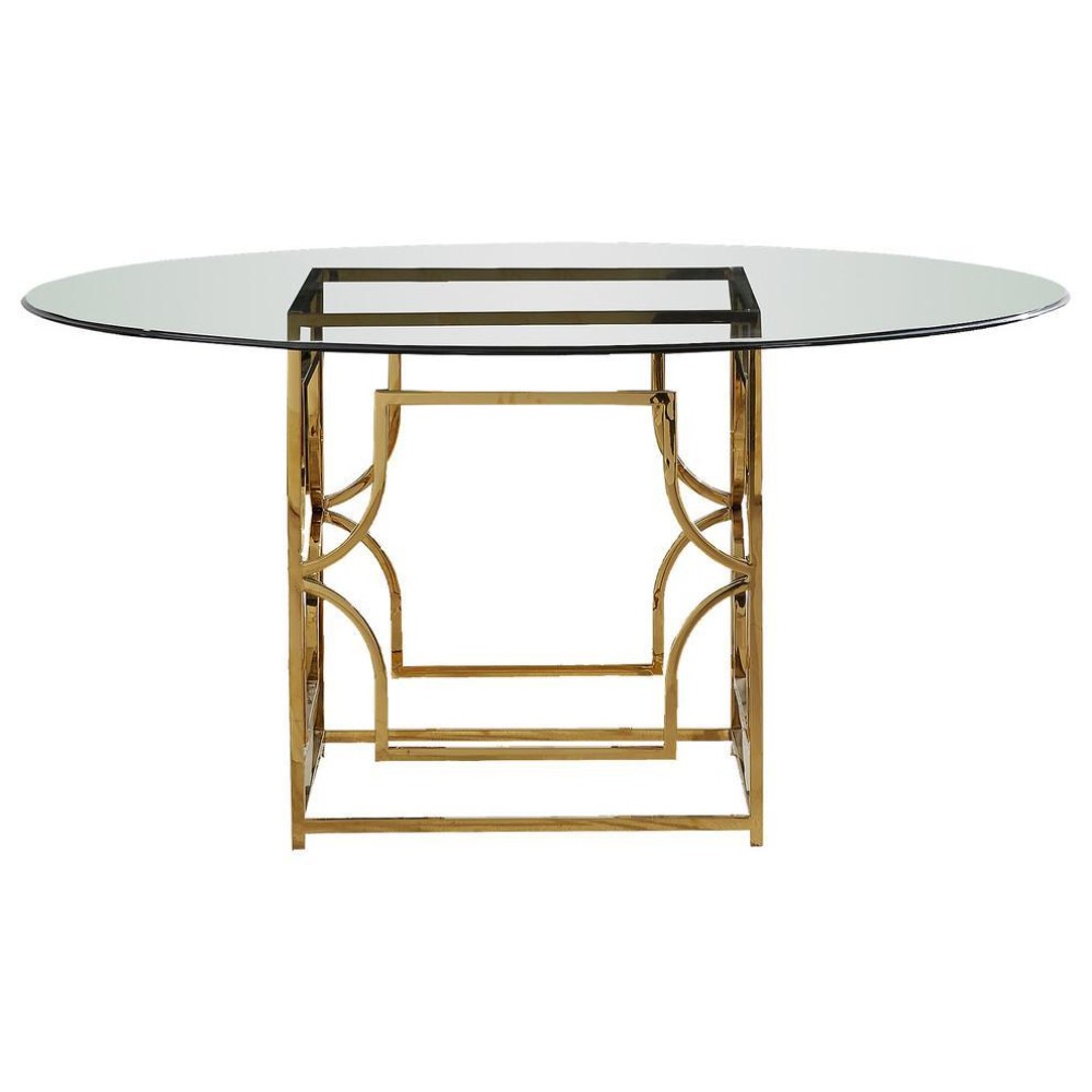 Best Master Alexis 60 Stainless Steel and Glass Round Dining Table in Gold