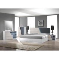 Best Master Manchester 5Piece Wood Queen Bedroom Set in ZebraWhite