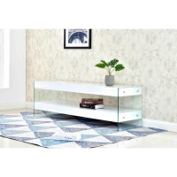 Best Master Poplar Wood and Glass 1Shelf Console Table in White Gloss