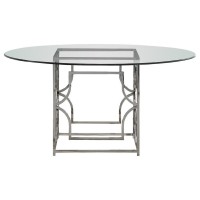 Best Master Alexis 60 Stainless Steel and Glass Round Dining Table in Silver