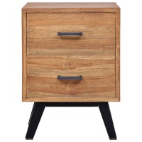 Vidaxl Solid Teak Wood Bedside Cabinet Bedside Table Nightstand Storage Wooden Bedroom Living Room Home Furniture Interior Telephone Stand