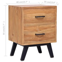 Vidaxl Solid Teak Wood Bedside Cabinet Bedside Table Nightstand Storage Wooden Bedroom Living Room Home Furniture Interior Telephone Stand