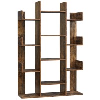 Vasagle Bookshelf, Tree-Shaped Bookcase With 13 Storage Shelves, Rounded Corners, 9.8?? X 33.9?? X 55.1??, Rustic Brown Ulbc67Bxv1