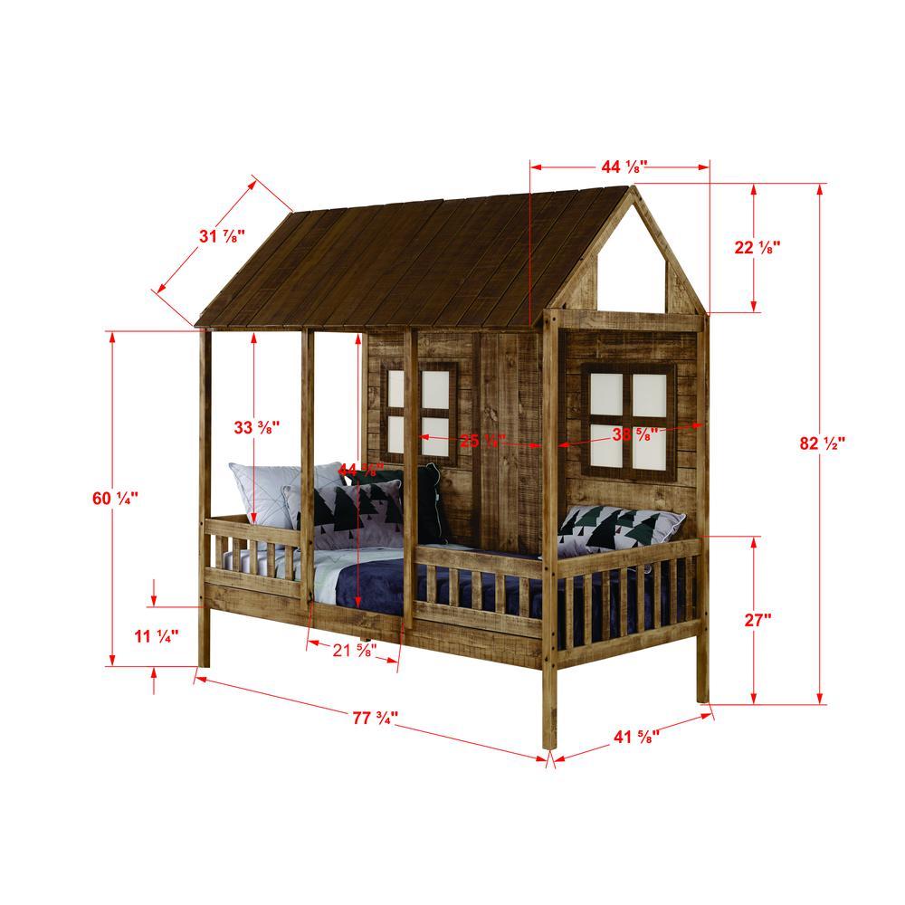 Twin Front Porch Low Loft In Rustic Driftwood Finish WTwin Trundle Bed