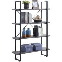 Lorell SOHO 4Shelf Metal Frame Bookcase 394 x 118 x 575 4 Shelves Band Edge Finish Charcoal