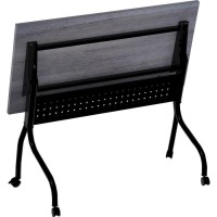 Lorell Charcoal Flip Top Training Table Charcoal Rectangle Melamine Top Black Four Leg Base 4 Legs 48 Table Top Width