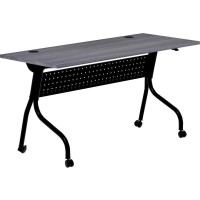 Lorell Charcoal Flip Top Training Table Charcoal Rectangle Melamine Top Black Four Leg Base 4 Legs 60 Table Top Width