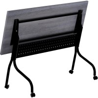 Lorell Charcoal Flip Top Training Table Charcoal Rectangle Melamine Top Black Four Leg Base 4 Legs 60 Table Top Width