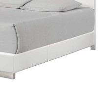 Benjara Wooden Queen Size Bed With Plank Style Headboard, White