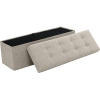 Ornavo Home Foldable Tufted Linen Large Storage Ottoman Bench Foot Rest Stool/Seat - 15\ X 45\