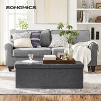 Songmics Storage Ottoman Foldable Storage Bench 15 X 43 X 15 Inches Flipping Lid 660 Lb Load Capacity For Entryway Living