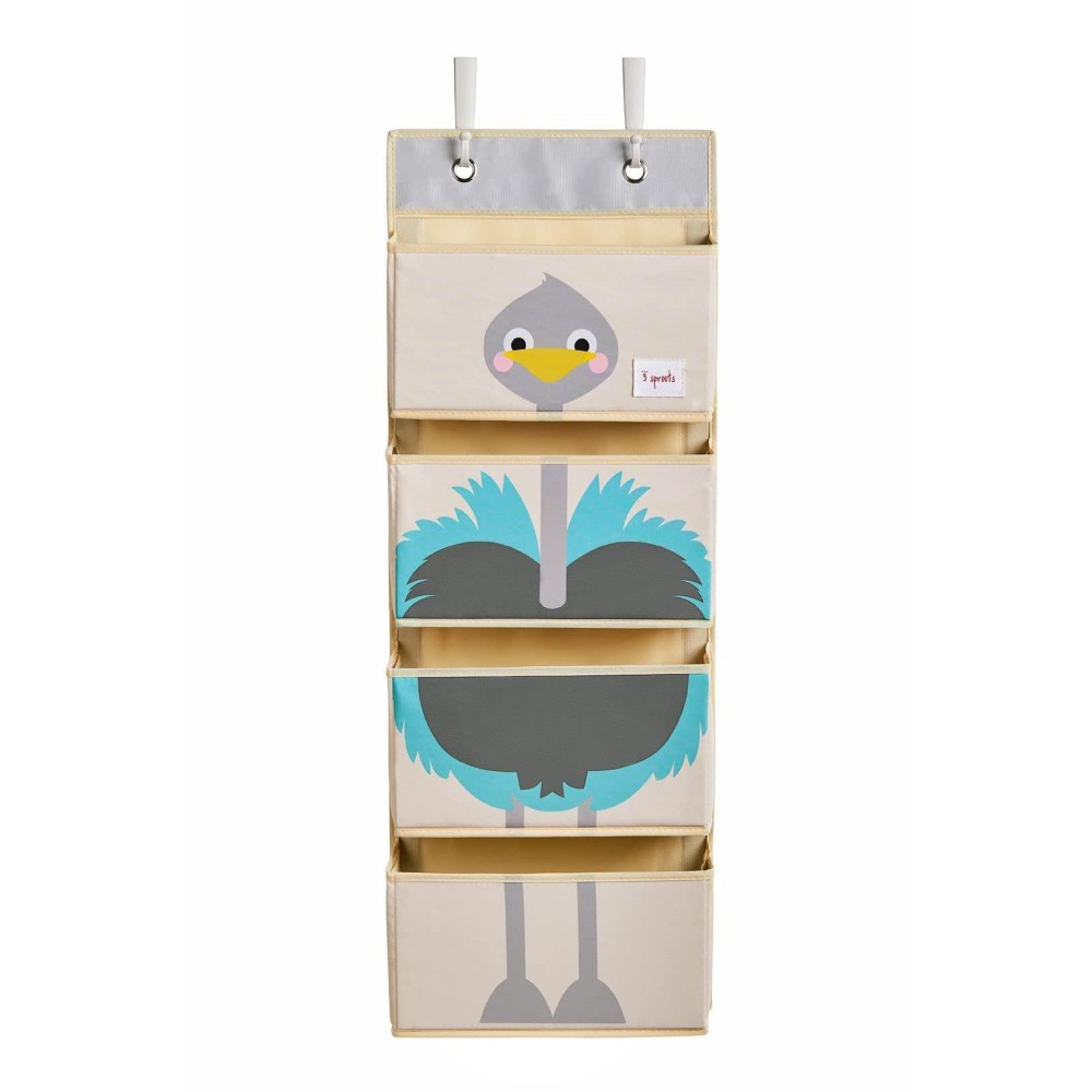 3 Sprouts Hanging Wall Organizer- Storage For Nursery And Changing Tables, Ostrich