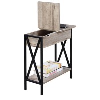 Convenience Concepts Tucson Flip Top End Table With Charging Station And Shelf 2375L X 1125W X 24H Sandstone