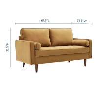 Modway Valour Performance Velvet Loveseat, Cognac Valour Performance Velvet Loveseat