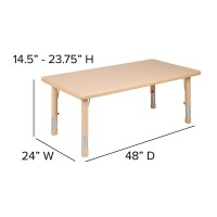 24W x 48L Rectangular Natural Plastic Height Adjustable Activity Table