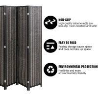 6 Panel 72 Inch Room Divider Bamboo Folding Privacy Wall Divider Wood Screen For Home Bedroom Living Room, Black