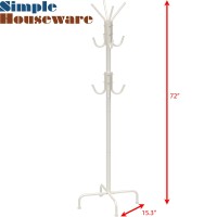 Simple Houseware Standing Coat And Hat Hanger Organizer Rack 12 Hooks White