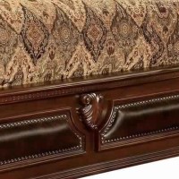 Traditional California King Bed with Scalloped Headboard and Bun Feet,Brown