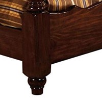Scalloped Design California King Bed with Turned Side Posts, Brown