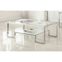 Best Master Glacier Point Clear Glass and Stainless Steel Coffee Table in Silver