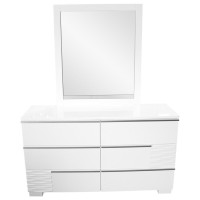 Best Master Athens 2Piece Poplar Wood Dresser and Mirror Set in White Lacquer